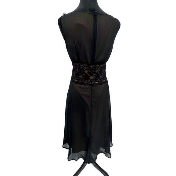 Connected Apparel Babydoll Y2K Faux Wrap Dress 12 Empire Waist Prom Lace Overlay - Picture 6 of 7